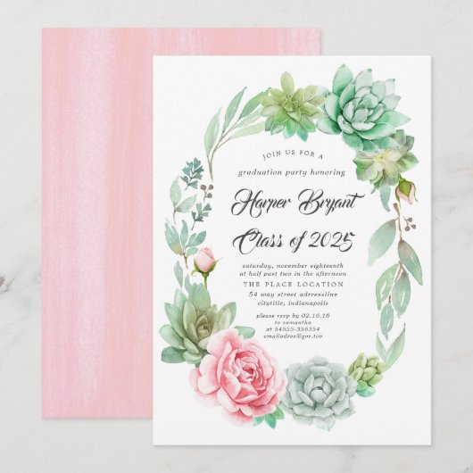 Invitation Succulents - Classe de Graduation 2019 (Devant / Derrière)
