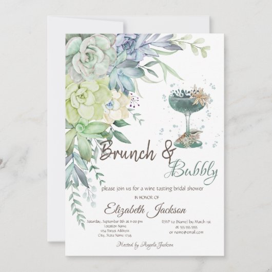 Invitation Succulents Cocktail Brunch & Bubbly (Devant)