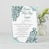 Invitation Succulents dans l'eau en bleu-menthe à vert pin (Debout devant)