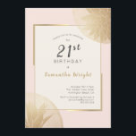 Invitation Succulents de Blush Gold 21st Birthday<br><div class="desc">Moderne et élégant sur un arrière - plan rose pâle. L'or succulent sur les coins opposés. Personnalisez avec votre nom et les détails de votre fête de vingt et unième anniversaire. 

Une combinaison de couleurs stylisée et féminine .</div>
