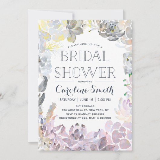 Invitation Succulents de l'eau| Fête de l'mariée (Devant)