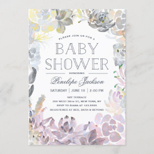 Invitation Succulents d'eau Baby shower