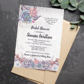 Invitation Succulents doux Fête des mariées d'aquarelle rusti