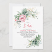 Invitation Succulents et Fleurs roses Fille Baby shower Invit (Devant)