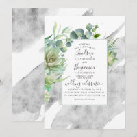Succulents et Mariage d'aquarelle argenté