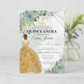 Invitation Succulents feuillage or Princesse Robe Quinceanera (Debout devant)