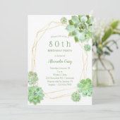 Invitation Succulents géométriques 80e anniversaire (Debout devant)