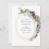 Invitation Succulents Géométriques Code QR RSVP Mariage de J (Devant)
