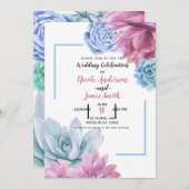 Invitation Succulents Moderne Chic Aquarelle Mariage Fiesta (Devant / Derrière)