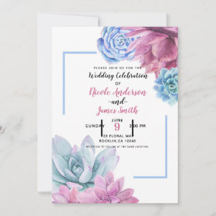Invitation Succulents Moderne Chic Aquarelle Mariage Fiesta