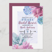 Invitation Succulents Moderne Chic Fête des mariées en marbre (Devant / Derrière)