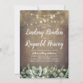 Invitation Succulents | Rustic Green Country Mariage de grang (Devant)