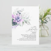 Invitation Succulents Verdure Argent Feuilles Boho Graduation (Debout devant)