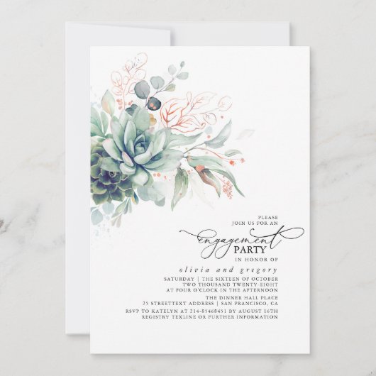 Invitation Succulents Verdure Chic Feuilles (Devant)