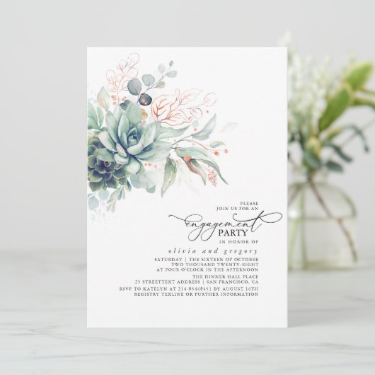 Invitation Succulents Verdure Chic Feuilles (Debout devant)