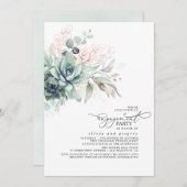 Invitation Succulents Verdure Chic Feuilles (Devant / Derrière)