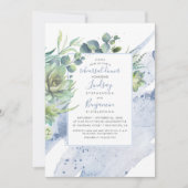 Invitation Succulents Verdure Dusty Blue Rehearsal Dîner (Devant)