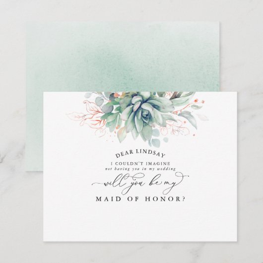 Invitation Succulents Verdure Feuille Bridesmaid Proposition (Devant / Derrière)