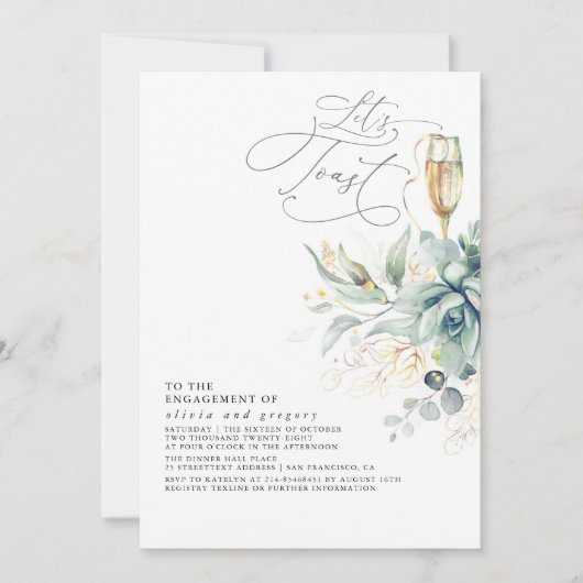 Invitation Succulents Verdure Gold Feuilles (Devant)