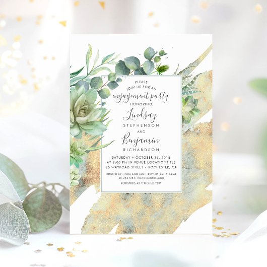 Invitation Succulents Verdure or Aquarelles Fiançailles