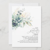 Invitation Succulents Verdure Or Feuilles Boho Graduation (Devant)