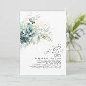 Invitation Succulents Verdure Or Feuilles Boho Graduation (Debout devant)