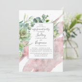 Invitation Succulents Verdure Rose Gold Engagement Party (Debout devant)
