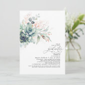Invitation Succulents Verdure Rose Gold Feuilles Graduation (Debout devant)