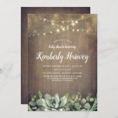 Invitation Succulents Verdure Rustique Baby shower de campagn (Devant / Derrière)