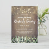 Invitation Succulents Verdure Rustique Moderne Graduation (Debout devant)