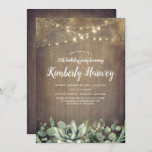 Invitation Succulents Verdure rustique Pays Anniversaire (Devant / Derrière)