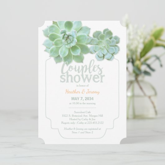 Invitation Succulents vert luxuriant Couples Douche (Debout devant)