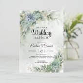 Invitation Succulents verts et brunch mariage à l'eucalyptus (Debout devant)