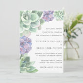 Invitation Succulents verts et pourpres Mariage moderne (Debout devant)