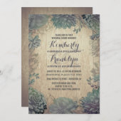 Invitation Succulents vintages Dîner de répétition rustique (Devant / Derrière)