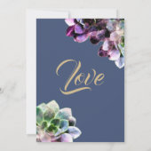 Invitation Succulents violets avec Mariage de ligne de bronza (Dos)