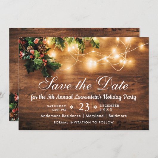 Invitation Succursale Mistletoe Rustique Fête de Noël (Devant / Derrière)