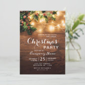 Invitation Succursale Mistletoe Rustique Noël Eve Wood (Debout devant)