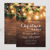 Invitation Succursale Mistletoe Rustique Noël Eve Wood (Devant / Derrière)