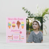 Invitation Sucette de Glace Mignonne Fille (Debout devant)