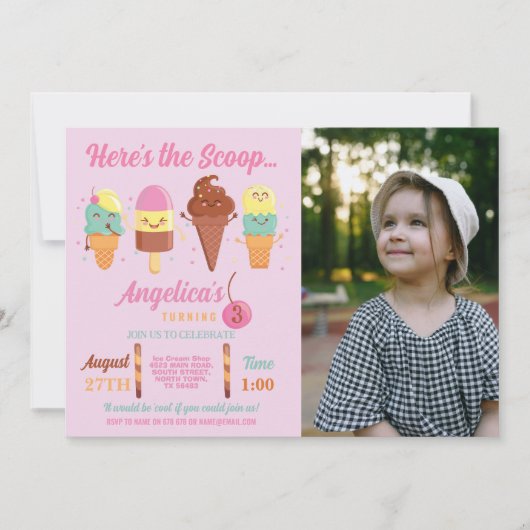 Invitation Sucette Glacée Filles Mignonnes (Devant)