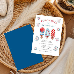 Invitation Sucette Rouge Blanc Bleu Été 4 Juillet