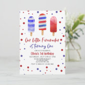 Invitation Sucettes Firecracker Rouge Blanc Bleu 1er Annivers (Debout devant)