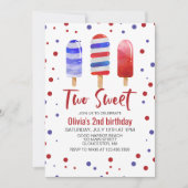 Invitation Sucettes glacées Two Sweet Rouge Blanc Bleu 2e ann (Devant)