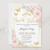 Invitation Sucré 16 Papillons Champange Rose Push (Devant)