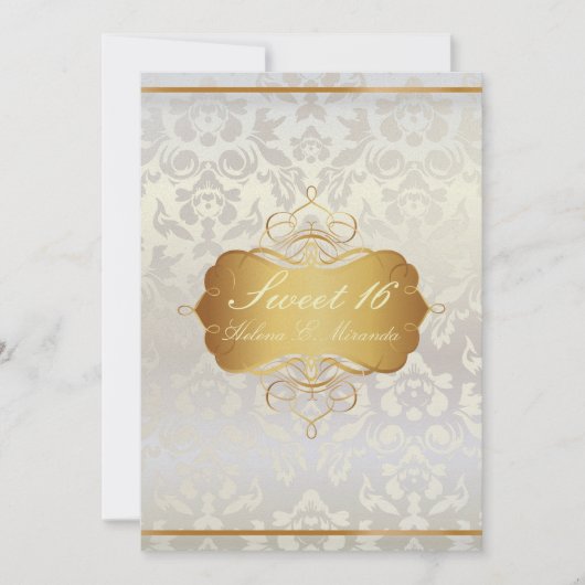 Invitation Sucré 16/ princesse/poire damassé (Devant)