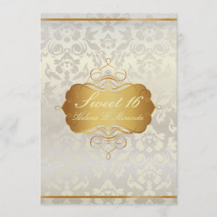 Invitation Sucré 16/ princesse/poire damassé
