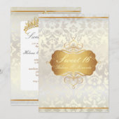 Invitation Sucré 16/ princesse/poire damassé (Devant / Derrière)