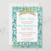 Invitation Sucré 16/ princesse/poire damassé/turquoise (Dos)