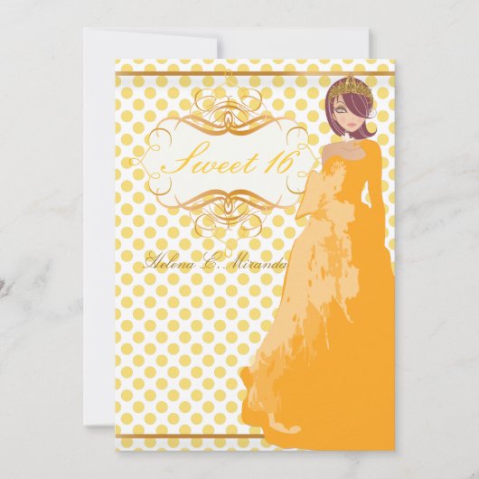 Invitation Sucré 16/ princesse/pois (Devant)